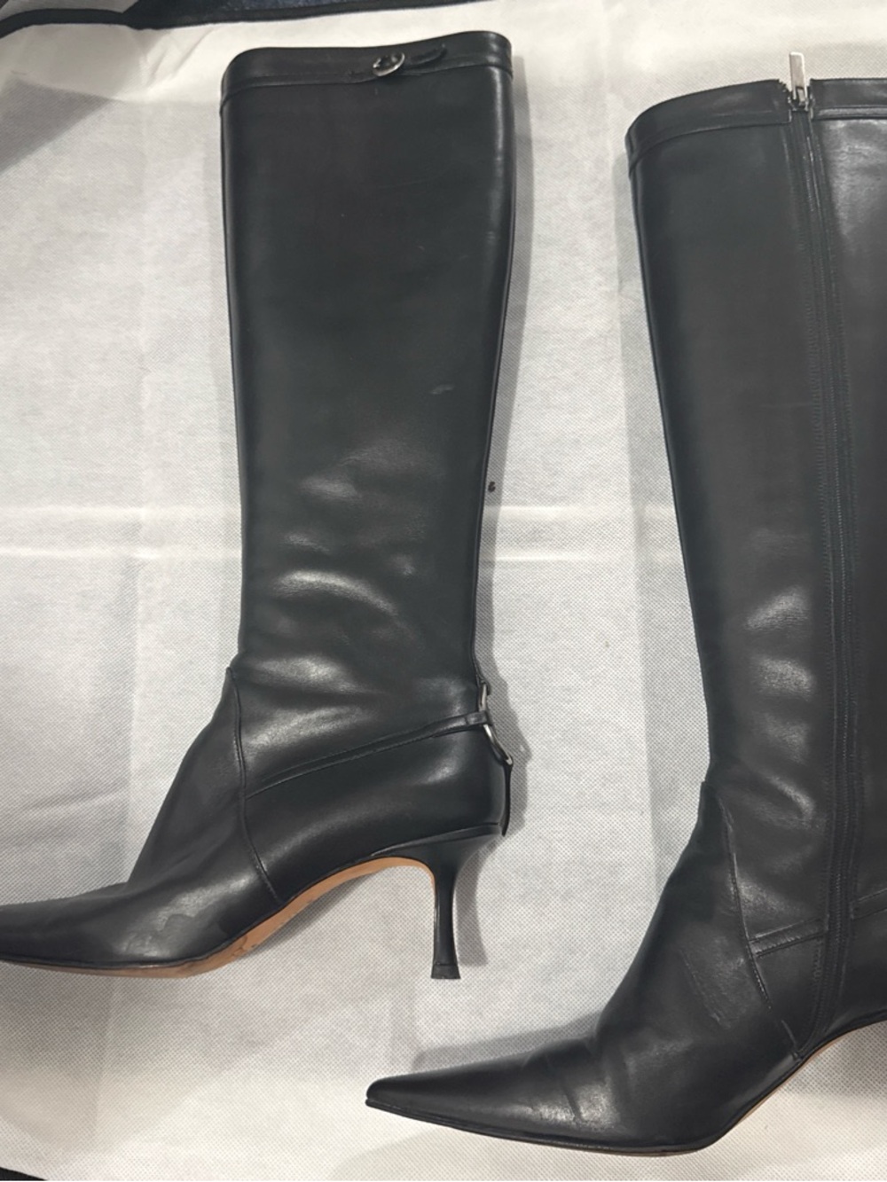 Jimmy Choo Black Leather Zip-Detail Boot